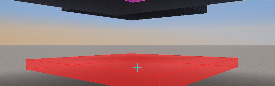 A red slab marking a suspicious chunk, seen through the ground